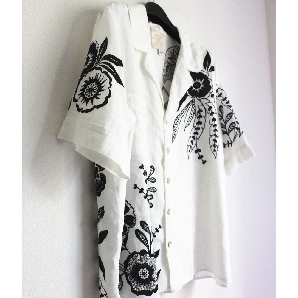 New Johnny Was Linen Camp Shirt, Size L - Picture 5 of 10